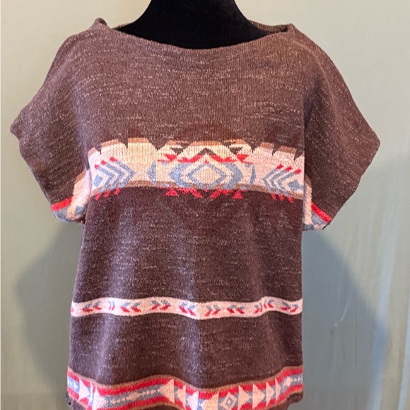 Ralph Lauren Brown and Pink Boho Southwest 100% Cotton Sweater Academia Fall - Picture 1 of 4